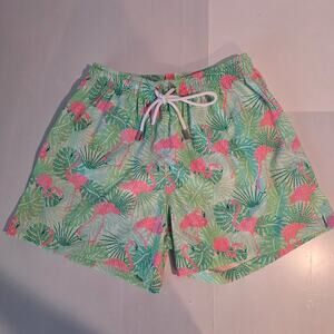 Kenny Flowers Swim Trunks The Flamingo Pink Green Tropical Resort Shorts Large